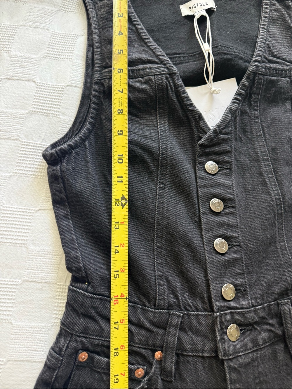 NWT Pistola Aria Denim Jumpsuit Mulholland Black Wide Leg Sz S - Picture 9 of 13
